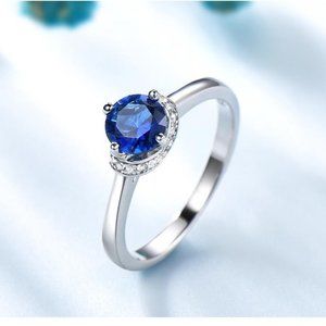 ROUND 6MM SAPPHIRE BLUE CUBIC ZIRCONIA RING